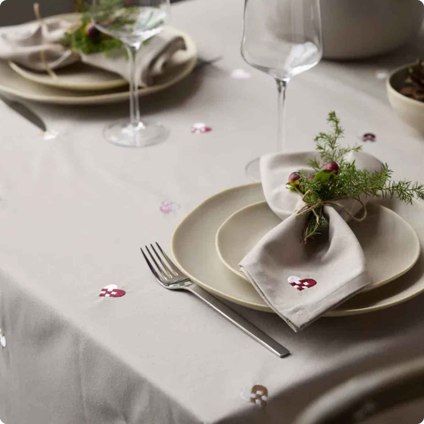 Södahl Christmas Hearts Embroidery Juledug